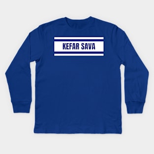 Kefar Sava City in Israel Flag Colors Kids Long Sleeve T-Shirt